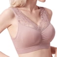 thumbnail image 3 of Kcodviy Women's Lace Tank Top Tan Sports Bra Thin Style Ribless Gather Mesh Sports Bra Women Bras Plus Size Front Hook Sports Bra Pack Small Sports Bras for Women, 3 of 3