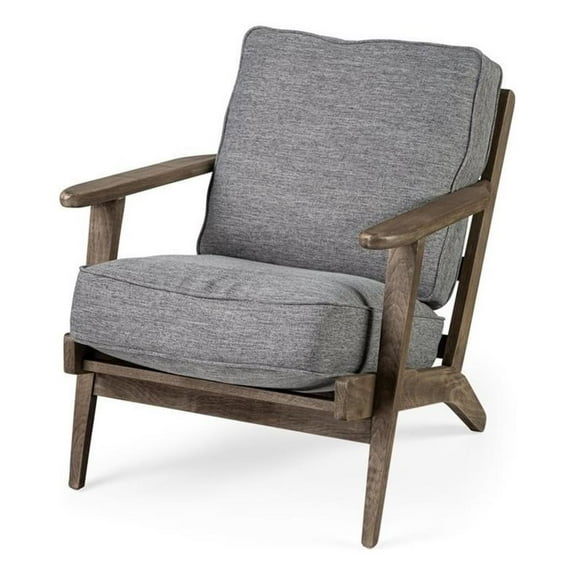 Mercana Olympus V Castlerock Gray Fabric Wrapped Brown Wooden Frame Accent Chair