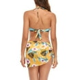 thumbnail image 4 of Conjunto de bikini con cuello halter, 3 piezas, cintura alta, falda envolvente y parte inferior, talla XL, color amarillo, 4 of 6