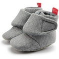 thumbnail image 3 of Newborn Baby Boy Girl Soft Fleece Booties Stay On Infant Slippers Socks Shoe Non Skid Gripper Toddler First Walkers Winter Ankle Crib Shoes, 3 of 6