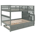 thumbnail image 5 of JERFIT Full-Over-Full Bunk Bed with Twin Trundle, Staircase with Storage Drawers, Guard Rail, Solid Wood Frame for Space Saving, 5 of 10