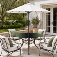 thumbnail image 4 of Round Outdoor Tablecloth with Umbrella Hole and Zipper, Green Black Ombre Fitted Table Cover with Elastic Edge for 36-44 Inch, Modern Gradient Abstract Art Waterproof Patio Tablecoths for Picnic, 4 of 9