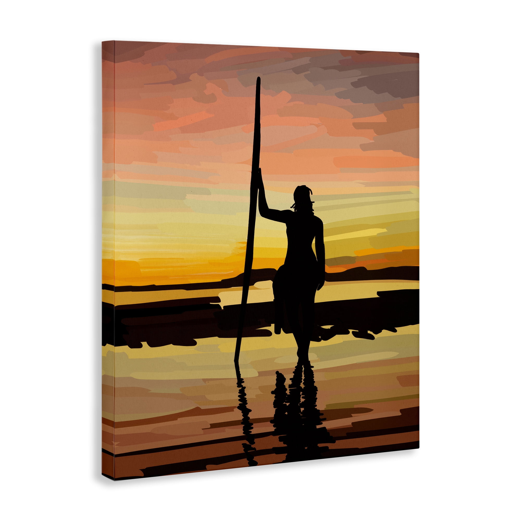 Stupell Industries Sunset Surfer Silhouette Nautical & Beach Painting Wrapped Canvas Art Print Wall Art, 16 x 20