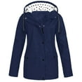 thumbnail image 2 of Fall Winter Jackets Coats Cardigan for Women, Solid Color Fashion Casual Zipper Button Double Pocket Drawstring Hooded Coat Blue, 2 of 4