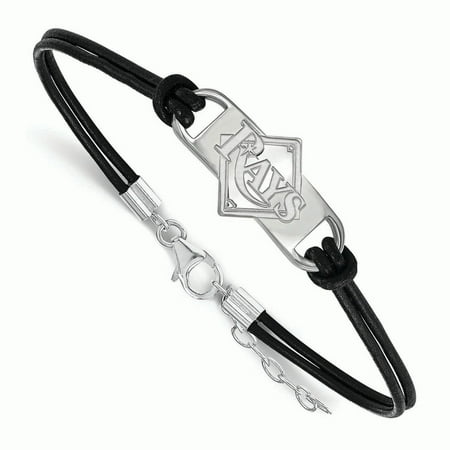 - Tampa Bay Rays Women's Sterling Silver Small Center Leather Bracelet - No Size