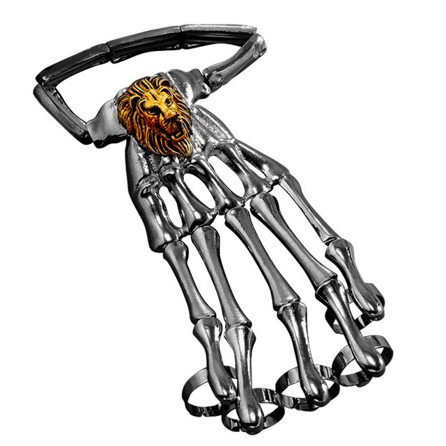 Aleación de joyería de mano de Halloween - Pulsera de dedo de hueso de brazalete de esqueleto punk de moda