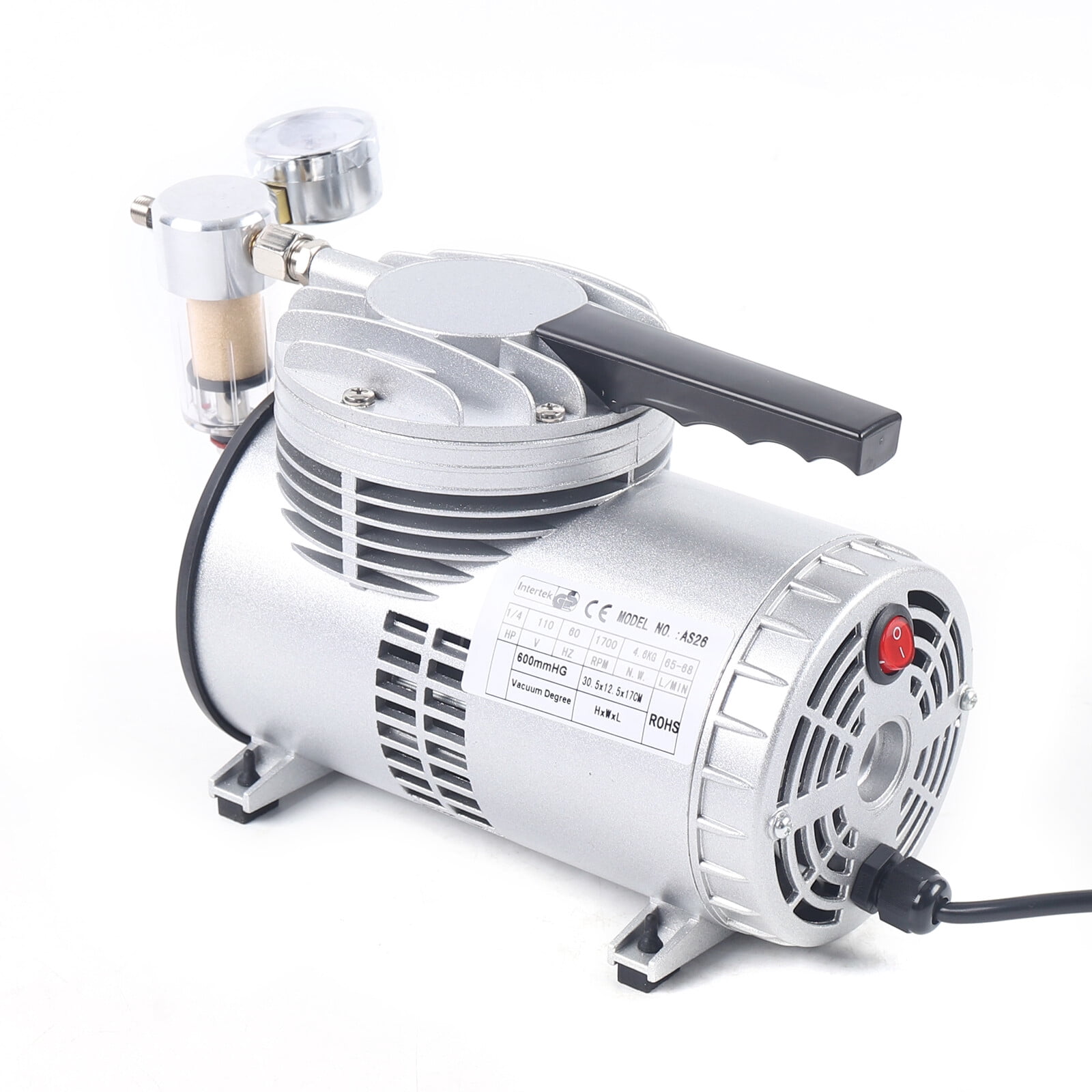 Miumaeov Oilless Diaphragm Vacuum Pump 1/6HP 20-23L/min Industrial Small Oil Free Vacuum Suction Pump