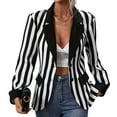 thumbnail image 5 of IBTOM CASTLE Women's Black and White Striped Blazer Casual Button Long Sleeve Jacket Halloween Work Business Open Front Cardigan Suit XXL Black + White, 5 of 9