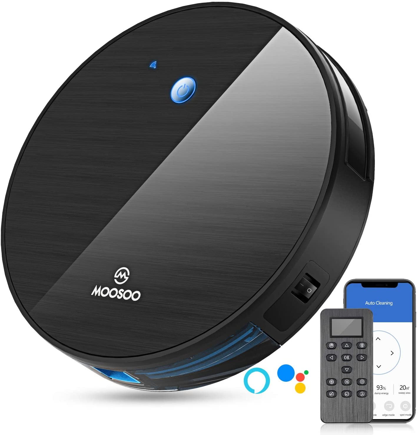 Smart WiFi Robot Vacuum Cleaner SelfCharging Robotic Vacuum Smart Life App Control Black