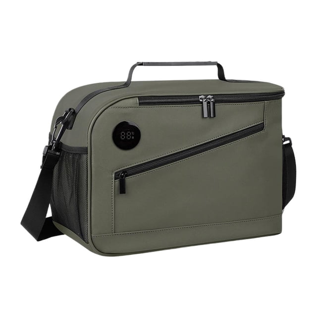 Smart Cooler Bag with Temperature Display, 14L Insulated Lunch Bag for Work & Camping, Leakproof Thermal Tote with Tri-Color Temp Indicator, Water-Resistant Picnic Bag for Beach & Hiking, Gray