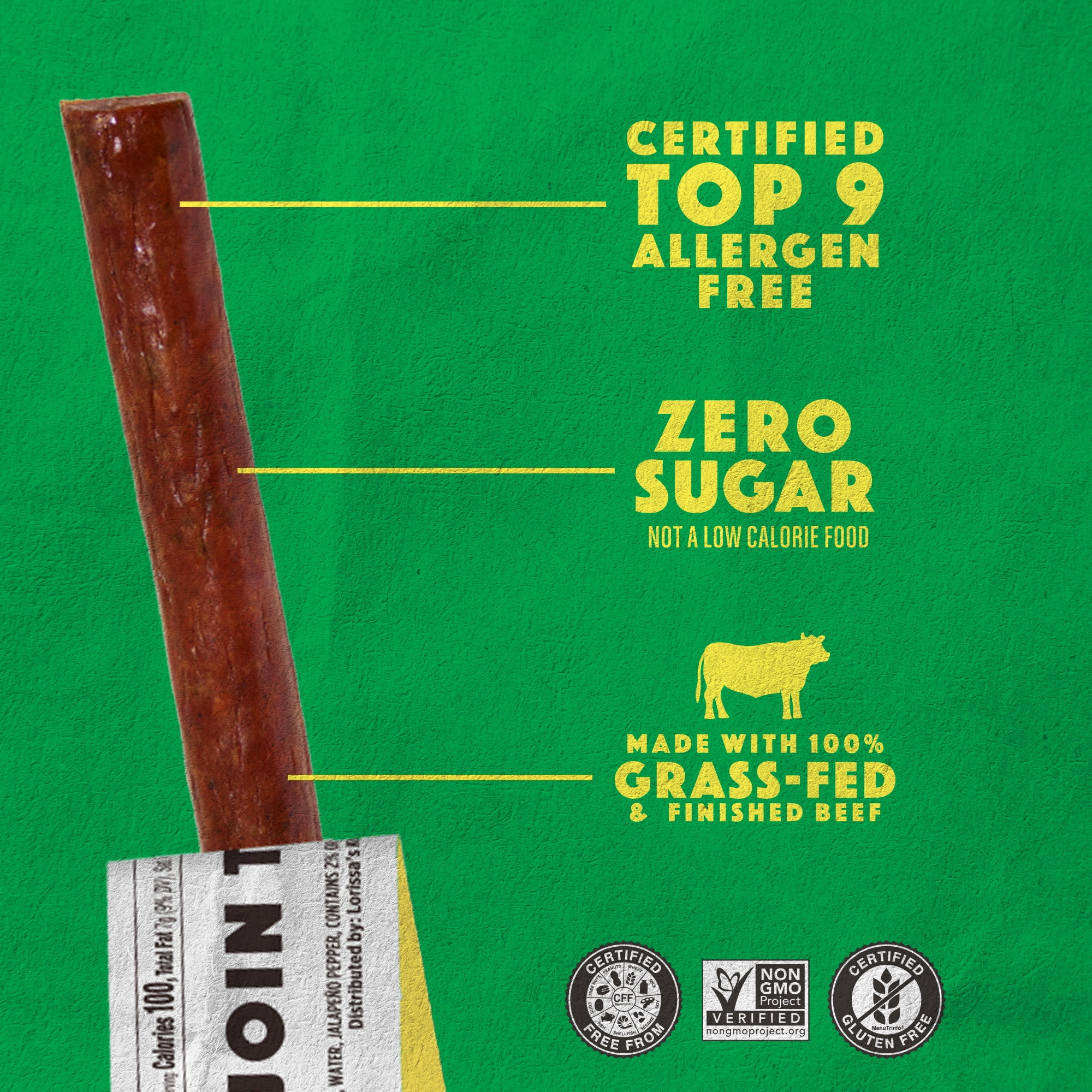 (24 pack) Lorissa's Kitchen, Jalapeño Beef Stick, 1 Ounce, Individually Wrapped Snack Stick