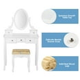 thumbnail image 3 of Topbuy Vanity Table Set w/ 360° Rotating Oval Mirror & Drawers White, 3 of 9