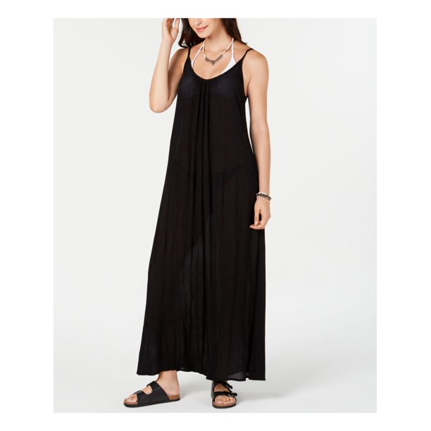 RAVIYA Women's Black Spaghetti Strap Dress Swimsuit Cover Up XL