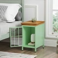 thumbnail image 2 of Llinc Store Glass Door Nightstand with Storage Cabinet and Solid Wood Tabletop, Bedside Table, Sofa Side Coffee Table for Bedroom, Living Room (Set of 2 Pieces), Green, 2 of 9