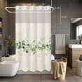 thumbnail image 5 of Eucalyptus Leaf No Hooks Shower Curtain with Snap-in Liner Watercolor Spring Green Leaf Linen Texture Shower Curtains for Bathroom, Waterproof, Easy Install, Washable 36"x78", 5 of 9