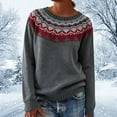 thumbnail image 2 of WTXUE Fair Isle Sweater for Women Oversized Long Sleeve Crew Neck Pullover Tops Cute Fall Warm Outerwear Vintage Cozy Chunky Knit Sweaters for Cold Cold Weather Plus Sized Blouses Dark Gray M, 2 of 4