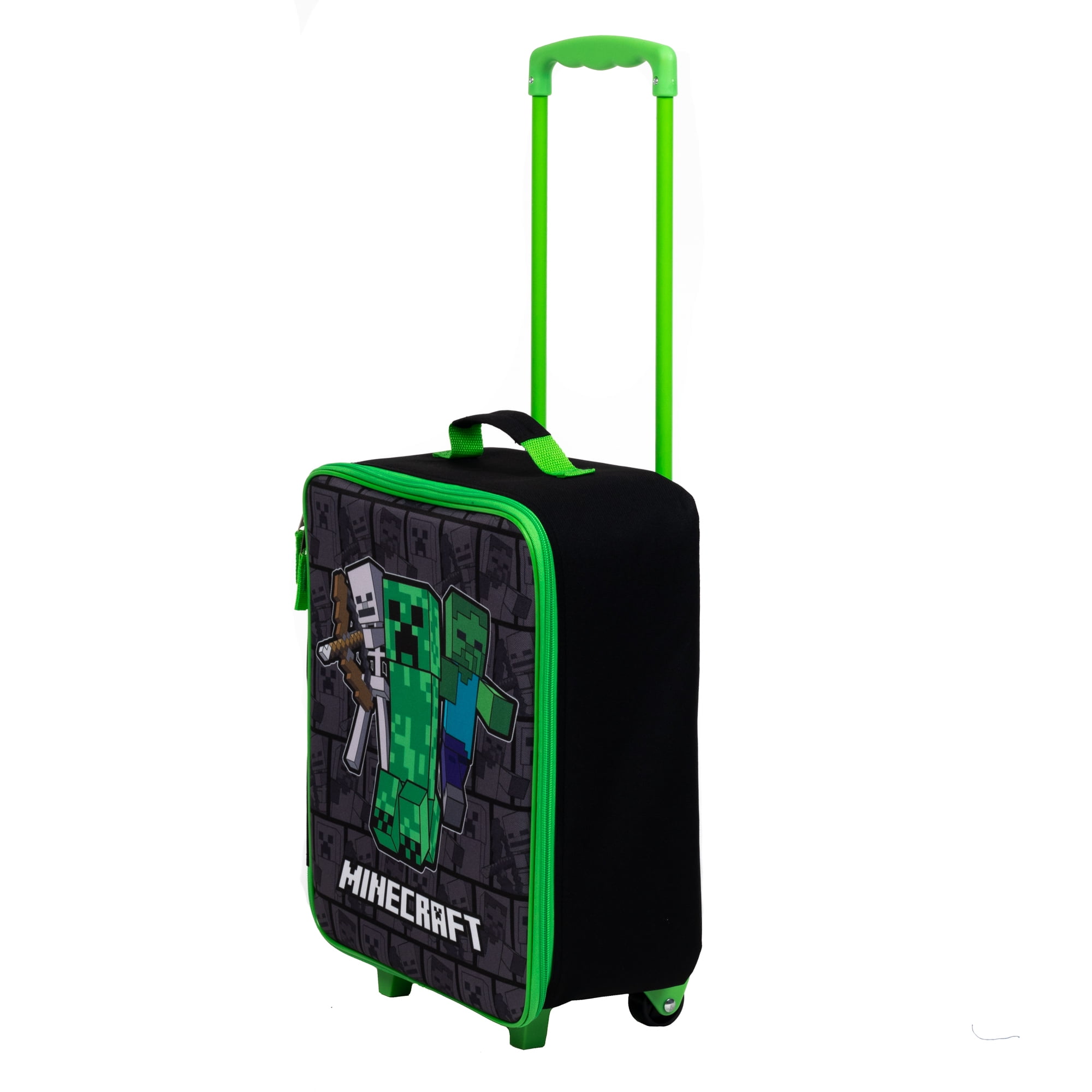 Minecraft Kids Suitcase for Boys and Girls Foldable Trolley Hand Luggage Bag Carry on Gamer Travel Bag with Wheels Size Cabin Bag Wheeled Bag with