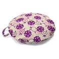thumbnail image 1 of Floral Round Floor Cushion with Handle, Graphical Image of Vintage Style Flowers and Swirls Botanical Garden Art, Pillow for Living Room & Dorms, 18" Round, Eggshell Purple Rose, by Ambesonne, 1 of 4