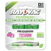 Rayovac Recharge Plus NiMH Batteries, D, 2/Pack