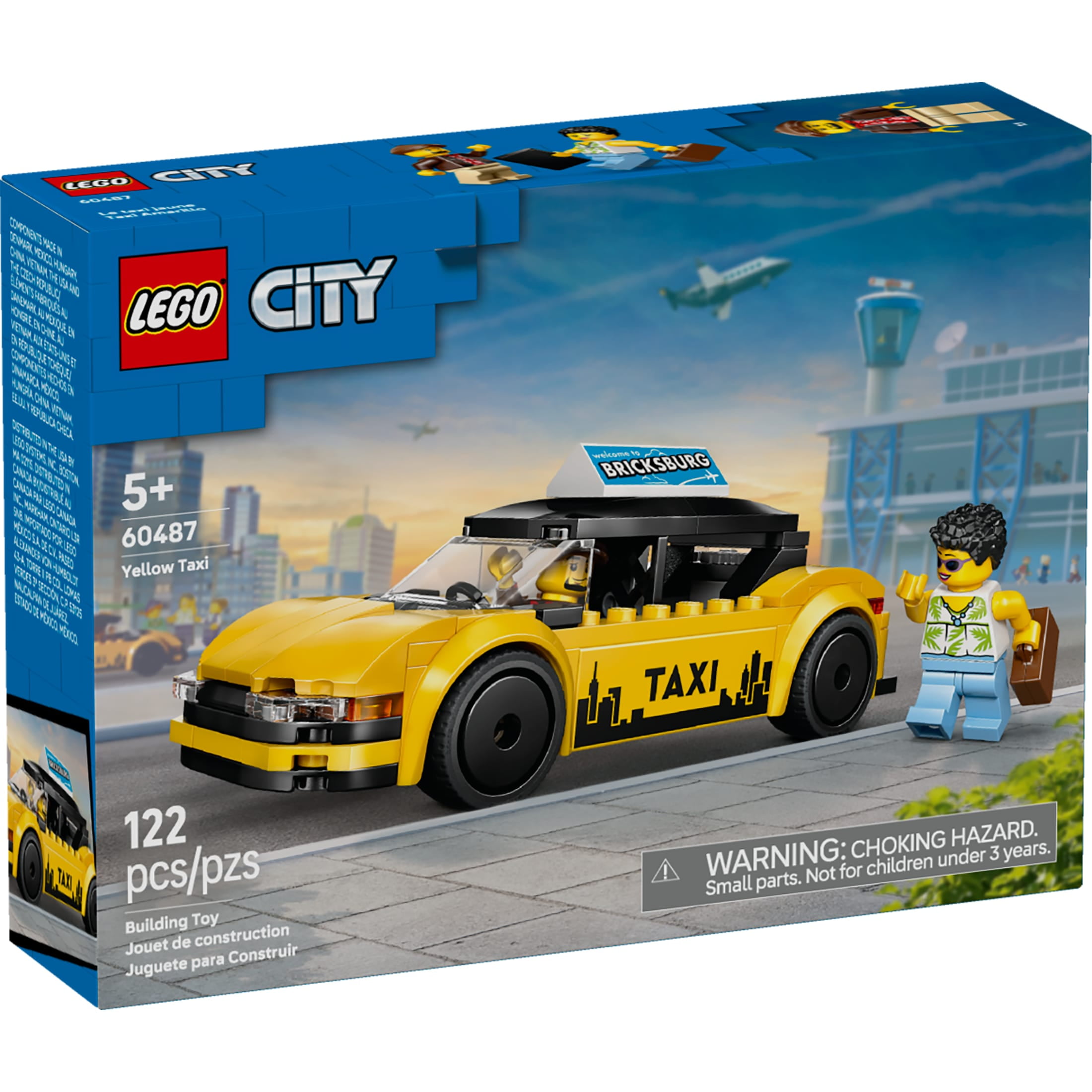LEGO City Yellow Taxi Car Building Toy for Kids - Pretend Play Set for Boys & Girls, Ages 5+ - Toy Car W/Taxi Driver & Tourist Minifigures - GIft Idea for Birthdays - 60487