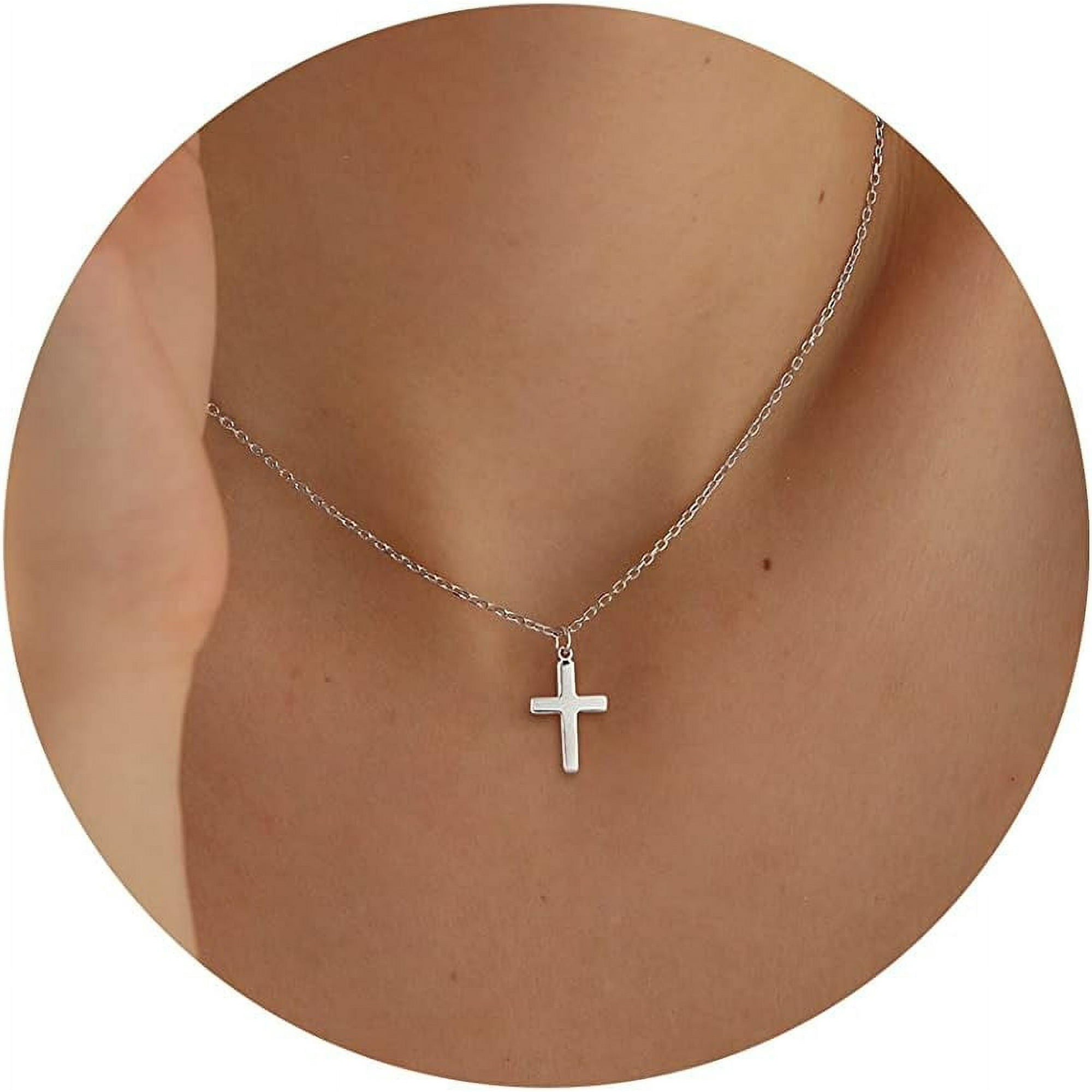 shiyou-Dainty Cross Necklace for Women, Dainty 14k Gold Filled