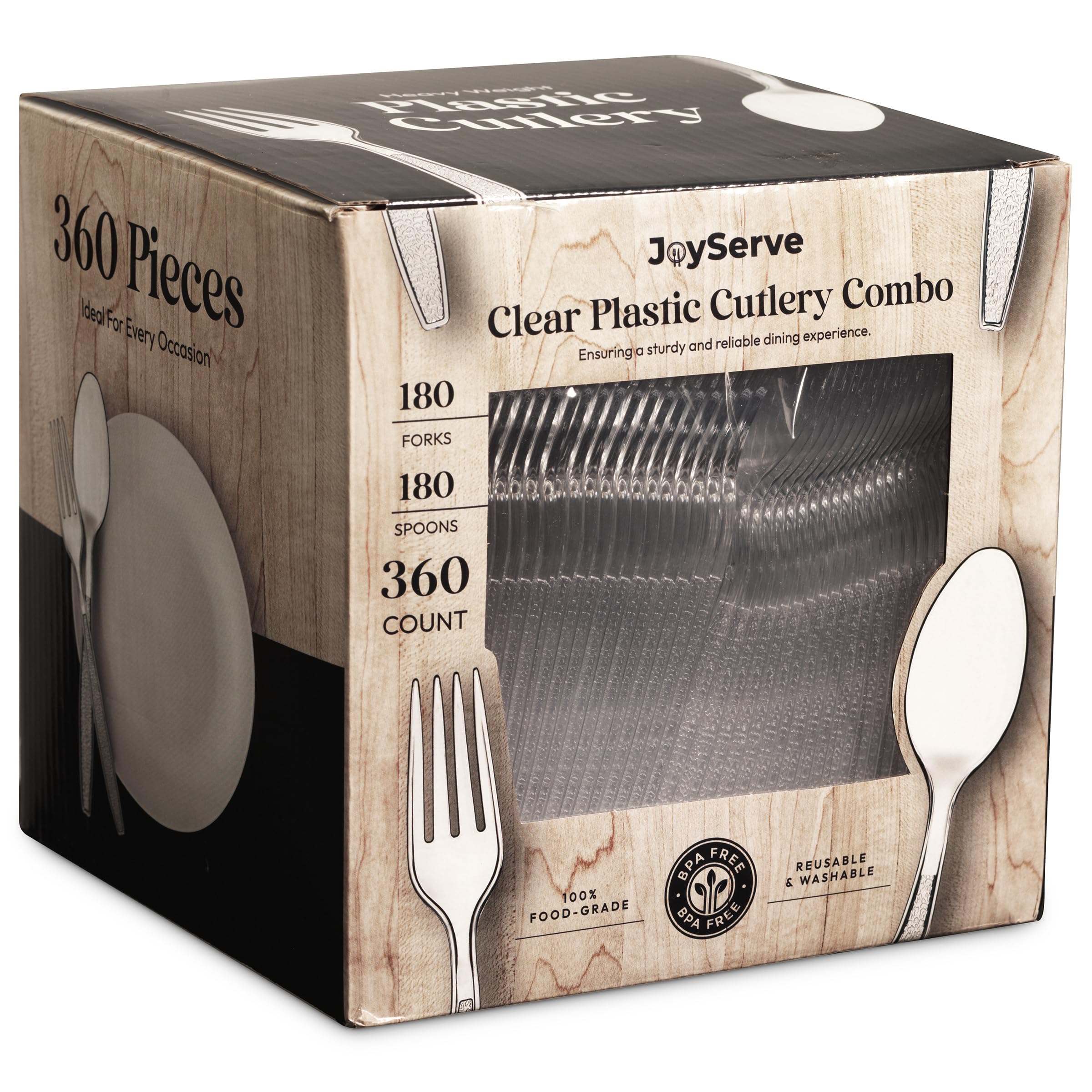 JoyServe Clear Plastic Cutlery Set, Bulk 1440 Count photo 5