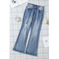 thumbnail image 4 of ABPHQTO Vaqueros acampanados con dobladillo sin rematar rasgados de cintura alta azul cielo para mujer, 4 of 5