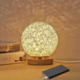 thumbnail image 1 of Rotin Lumire de Nuit, Lampe de table en bois avec abat-jour tiss la main, USB rechargeable, Lampe d'Ambiance de Chambre en Rotin et Bois pour chambre, 1 of 5