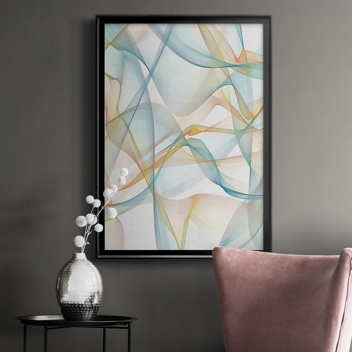 Curves and Waves IV Premium Framed Print, in Gold, Black, or Silver - Ready to Hang