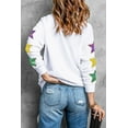 thumbnail image 6 of Women's White Sequin 'Queen of Party' Graphic Pullover Sweatshirt with Star Sleeves - [ZhiHiMeRi] | (US 20-22)2XL, 6 of 8