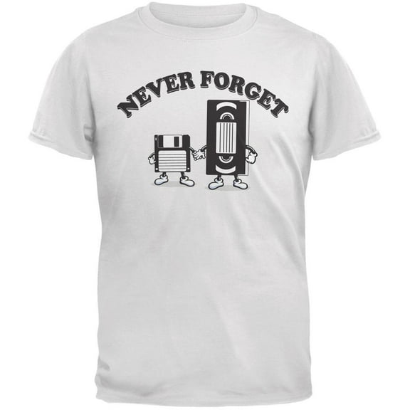 Never Forget VHS Floppy Disk White Adult T-Shirt - Medium