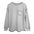 thumbnail image 4 of UJNDER Women's Long Sleeve Casual Solid Round Neck Knitted Loose Pullover Tops for Women Shirt Comfortable Grey M, 4 of 4