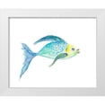 thumbnail image 3 of Julie DeRice 4x14 White Modern Wood Framed Wall Art Titled - Yellow and Blue Fish I, 3 of 5