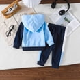 thumbnail image 4 of Boys Outfits Patchwork Print Hooded Long Sleeve Hoodie And Jogger Pants 2 Piece Daily Wear Boys' Clothing Sets Size 9-12 Months, 4 of 9