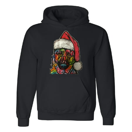 Colored Dog With Santa Hat Funny Ugly Sweater Unisex Hoodie Black Small