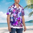 thumbnail image 3 of Pofeuu Flying Butterflies Print Hawaiian Shirt for Men Sleeves Casual Button Down Summer Beach Dress Shirts T-Shirts,Large, 3 of 7