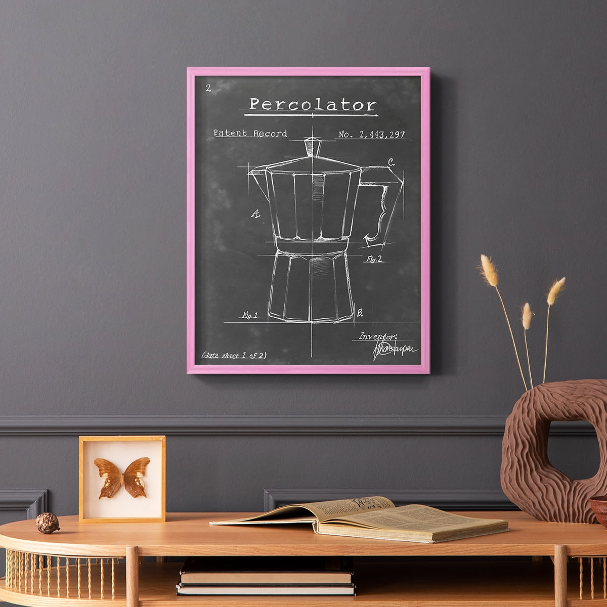 Morning Routine VI Framed Print in Pink Solid Wood Framed Print No Nail Hanging