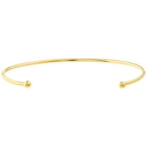 14K Yellow Gold 3mm Cuff Bangle with Beaded Ends - Women