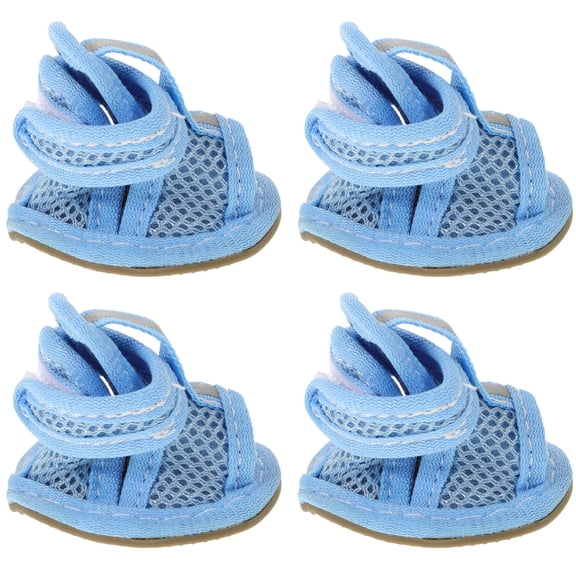 OFFIGAM Dog Sandals Blue Breathable for Hot Pavement Protection 4Pcs
