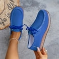 thumbnail image 5 of Womens Loafers Solid Color Lace up Lightweight Boat Shoes Casual Arch Support Slip on Flat Walking Shoes Blue Size 8.5, 5 of 8