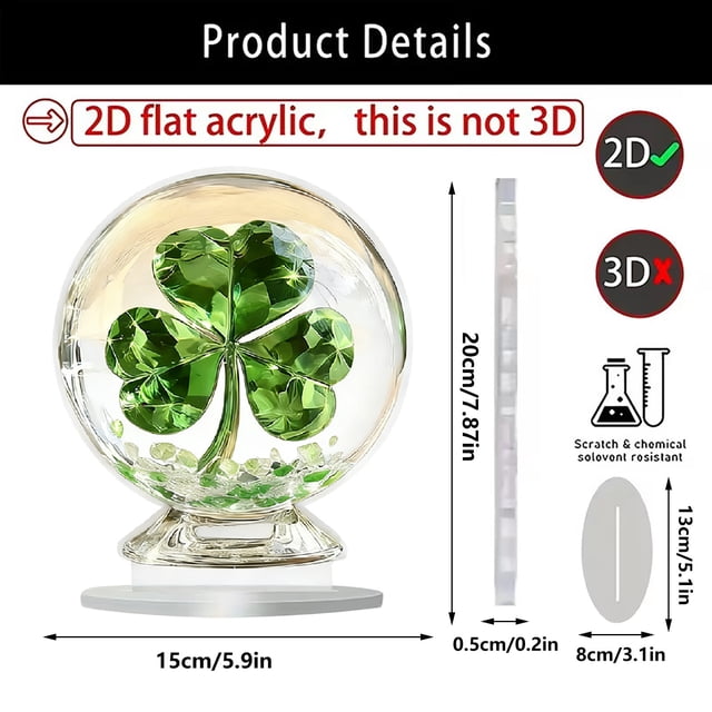 Cheapark St Patricks Day Green Four Leaf Shamrock Acrylic Flatware Piece Utensil Set for Irish Party
