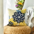 thumbnail image 4 of Sm:)e Navy Blue Yellow Waterproof Dahlia Floral Throw Pillow Covers 18x18 Inch Set of 2, Outdoor Farmhouse Decorative Square Cushion Cases for Patio, Living Room, Sofa, Bed, 4 of 8