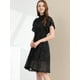 thumbnail image 4 of Allegra K Vestido A Media Pierna De Mujer Con Volantes En El Cuello Y Encaje De Lunares Negro XS, 4 of 6