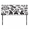 thumbnail image 3 of Prehistoric Headboard, Dancing Shaman Eagle Sun Snake Cave Drawing Tribal Folk Theme, Upholstered Decorative Metal Bed Headboard with Memory Foam, Full Size, Black White, by Ambesonne, 3 of 4