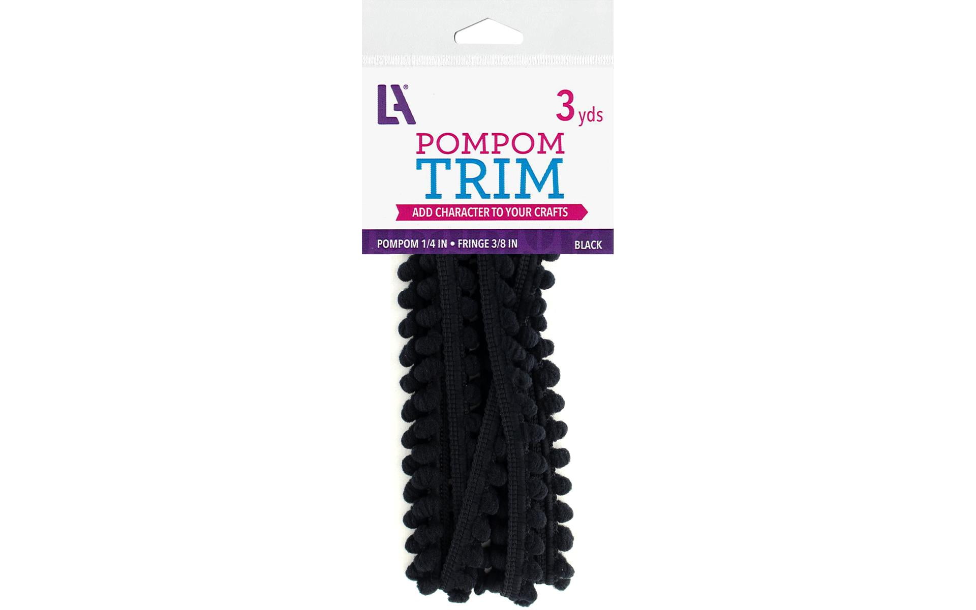 EBL Pom Pom 1/4' Fringe 3/8' 3yd Black