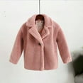 thumbnail image 2 of KAUOD Girls Fuzzy Peacoat Plain Open Front Collar Sherpa Outwear Kids Toddler Winter Padded Fleece Warm Coats with Pockets, 2 of 5