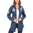 thumbnail image 6 of SKYLINEWEARS Women Ripped Jean Jacket Distressed Boyfriend Long Sleeve Denim Jacket Windbreaker Coat, 6 of 6
