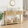 thumbnail image 2 of Rattan Console Table with 2 Storage Drawers, Rattan Entryway Table with Natural Rattan Sliding Door, Console Sofa Table for Living Room, Study, Entryway Or TV Wall, 2 of 8