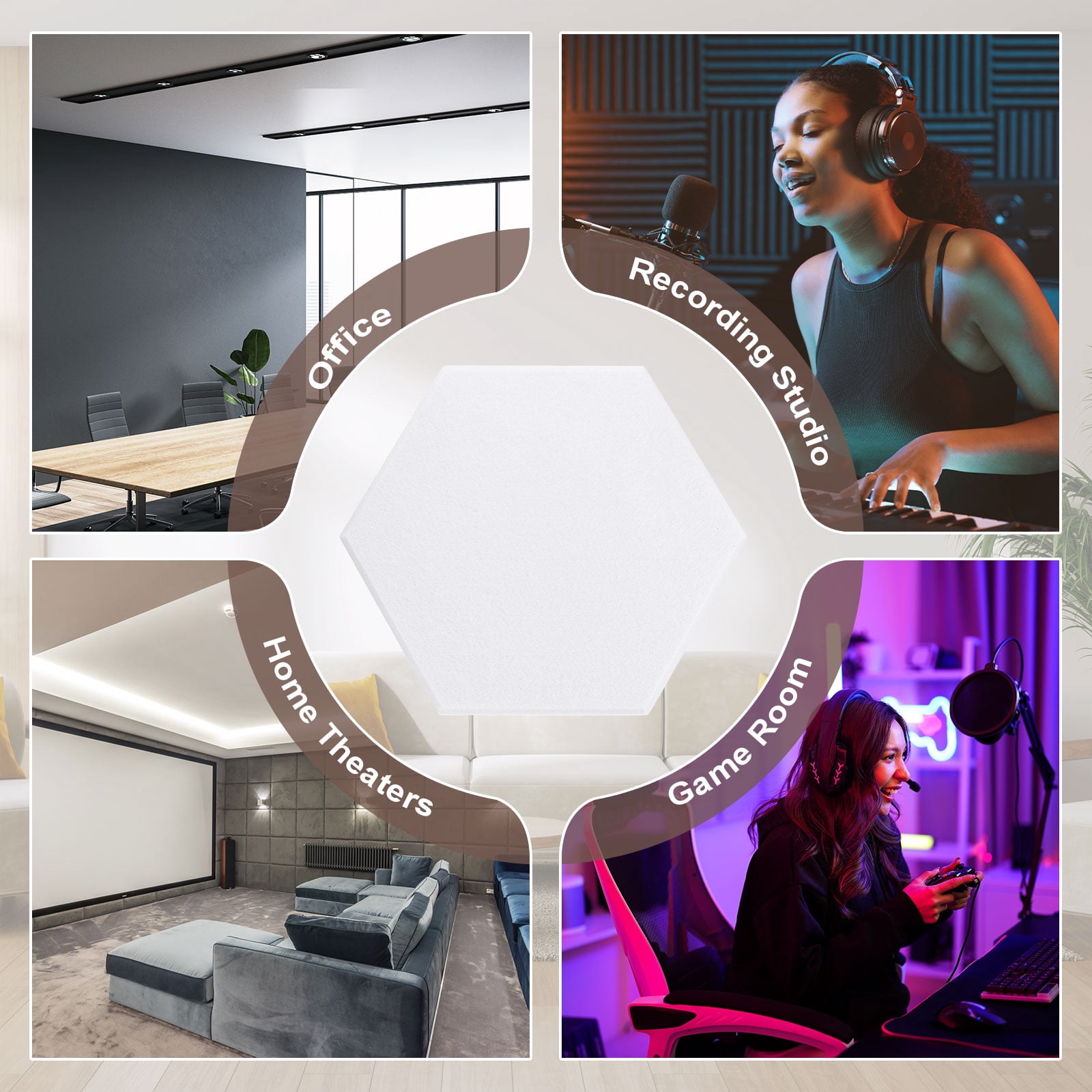 Uxcell 18pcs Acoustic Panels 10.2" x 11.8" x 0.3" Hexagon Self Adhesive Sound Proof Wall Panels High Density Sound Deadening Foam Panel for Home Office Recording Room Studio, White