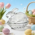 thumbnail image 4 of Bunny on Nest Glass Dish, Rabbit-Shaped Candy Dish with Lid, Crystal Candy Jar for Cookies, Snacks and Desserts, Vintage Candy Bowl for Easter Spring Home Kitchen Office Table Decor, Clear, 4 of 5